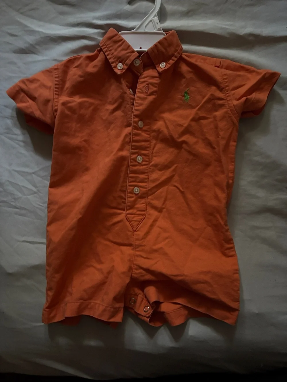 Ralph Lauren Orange Short-Sleeve Button Romper size 12 months